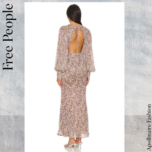 FREE PEOPLE BY FOR LOVE AND LEMONS WYNNE MAXI DRESS SMALL NWT IN PURPLE - Picture 3 of 8